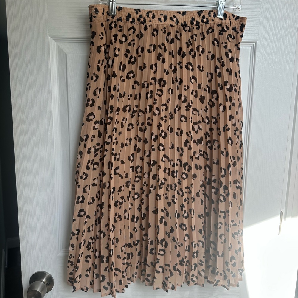 a new day Tan Leopard Print A-Line Skirt